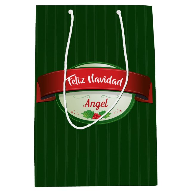 Bolsa De Regalo Mediana Cinta Feliz Navidad (Anverso)