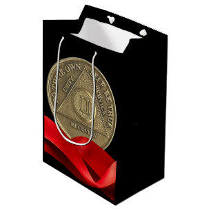 Bolsa De Regalo Mediana Cinta roja de monedas de 2 años de aniversario en