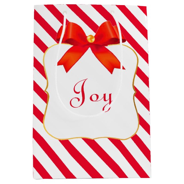 Bolsa De Regalo Mediana Cinta roja y franja blanca roja (Anverso)