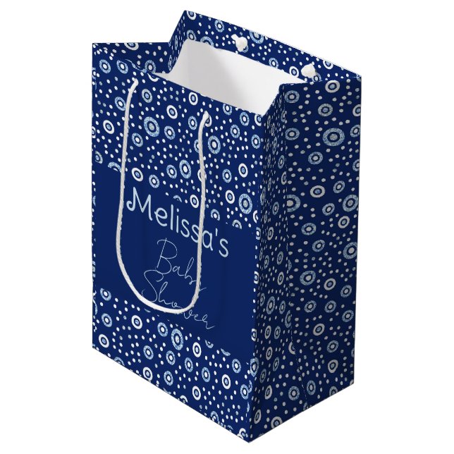 Bolsa De Regalo Mediana Círculos geométricos del océano azul dulce (Angulo Anverso)