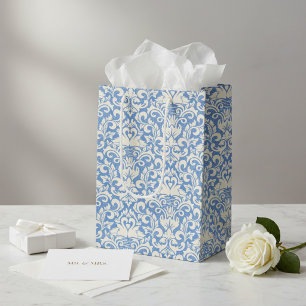 Bolsa De Regalo Mediana Cisne Romántico Damasco Corazón de Amor