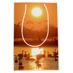 Bolsa De Regalo Mediana Cisnes en el lago Sunset