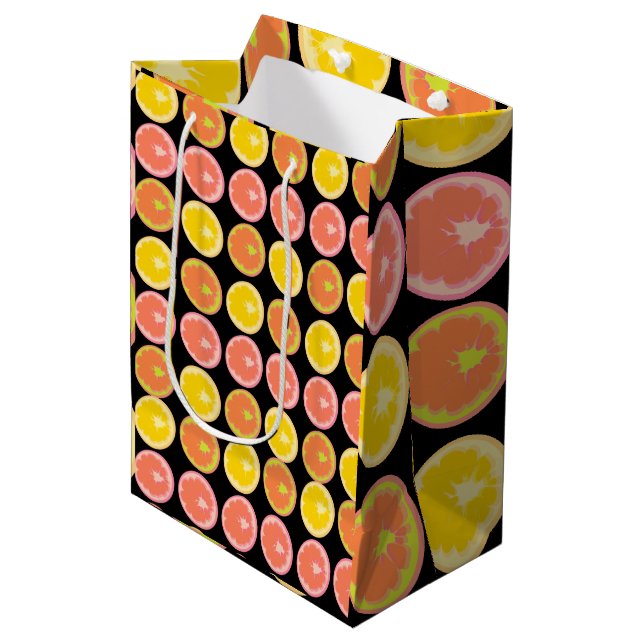 Bolsa De Regalo Mediana Citrus Candy Lemon Fruit Pattern Cumpleaños (Angulo Anverso)