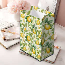 Bolsa De Regalo Mediana Citrus de flores de limón mediterráneo
