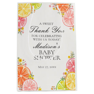 Bolsa De Regalo Mediana Citrus Floral Little Cutie Baby Shower Favores