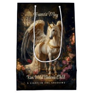 Bolsa De Regalo Mediana Clásico alado Pegasus Fantasy Forest Unicorn