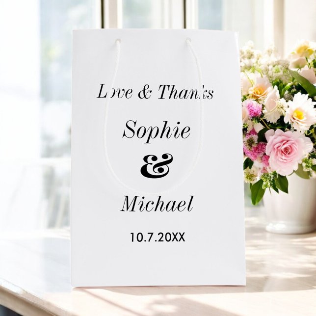 Bolsa De Regalo Mediana Clásico blanco negro boda simple (Subido por el creador)