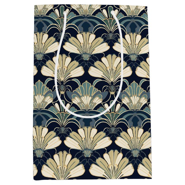 Bolsa De Regalo Mediana Clásico Elegante Motif de fanático Art Deco inspir (Anverso)