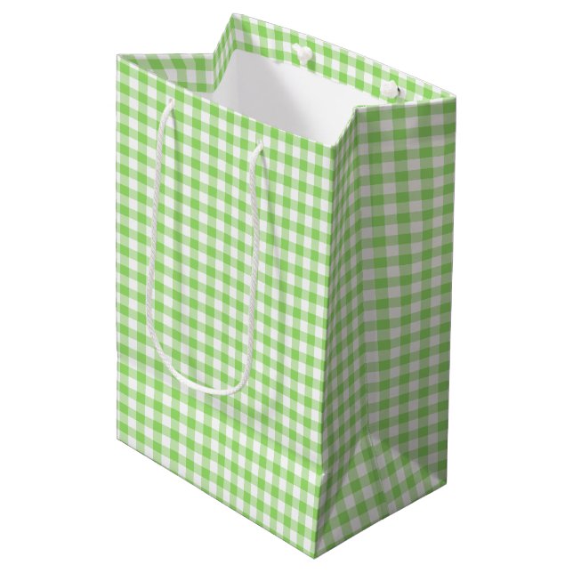 Bolsa De Regalo Mediana Clásico Gingham Verde Primavera (Angulo Anverso)