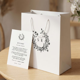 Bolsa De Regalo Mediana Clásico Monograma Botánico Boda Bienvenida Invitad