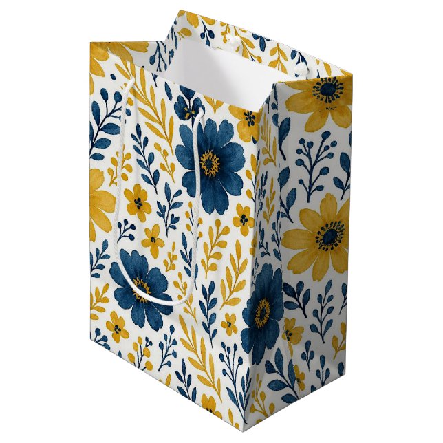 Bolsa De Regalo Mediana Clásico patrón de arte floral étnico-mediterráneo (Angulo Anverso)