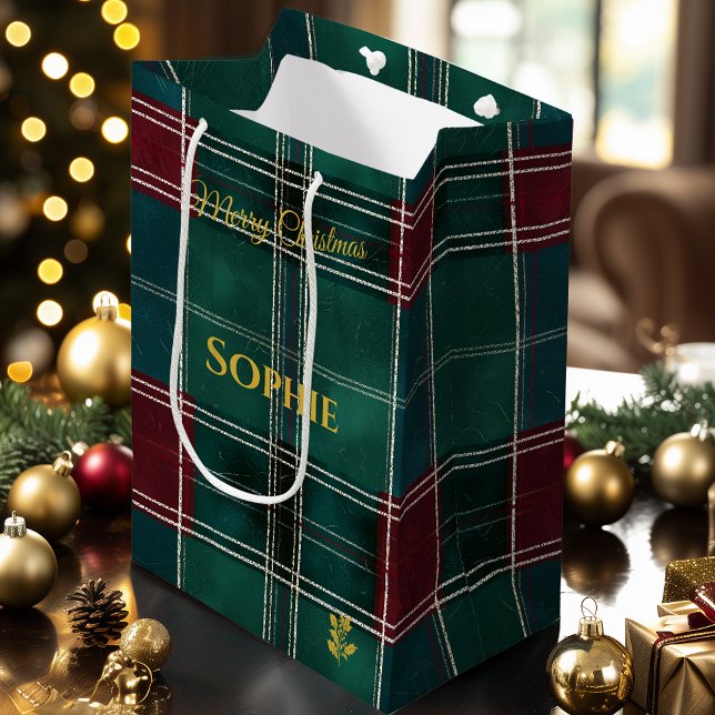 Bolsa De Regalo Mediana Clásico Verde azulado y Personalizado de Navidades (Subido por el creador)