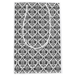 Bolsa De Regalo Mediana Classic Black and White Damask Textile Pattern