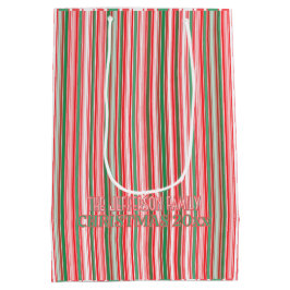 Bolsa De Regalo Mediana Classic Christmas Green Red Stripes 