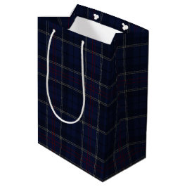 Bolsa De Regalo Mediana Classic Navy Blue Plaid Christmas