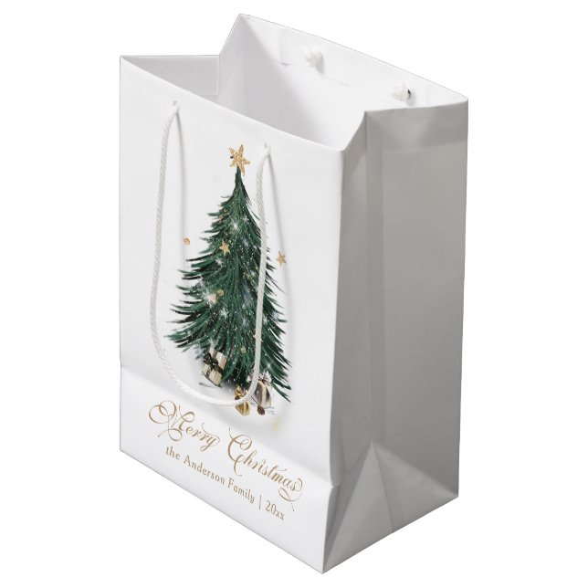 Bolsa De Regalo Mediana Classic White and Gold Christmas (Angulo Anverso)