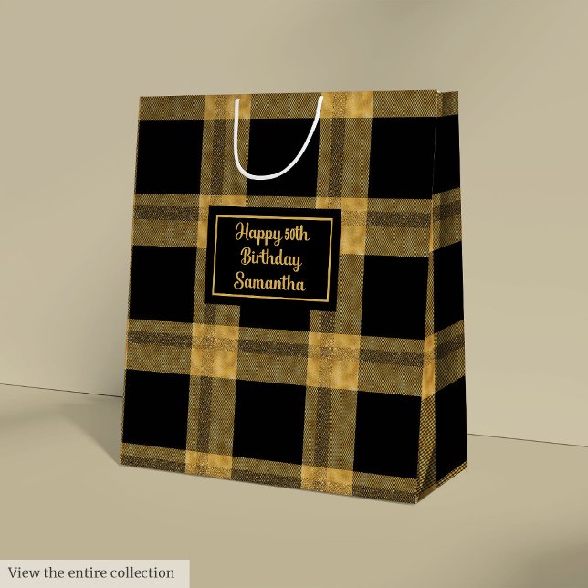 Bolsa De Regalo Mediana Classy Custom Black and Gold Gift Bag (Classy Custom Black and Gold Gift Bag)