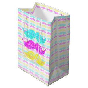 Bolsa De Regalo Mediana CMY Mustaches (estilo letterpress)