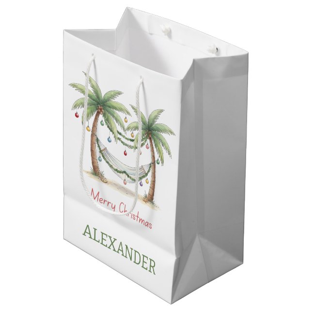Bolsa De Regalo Mediana Coastal Christmas Palm Trees With Hammock (Angulo Anverso)