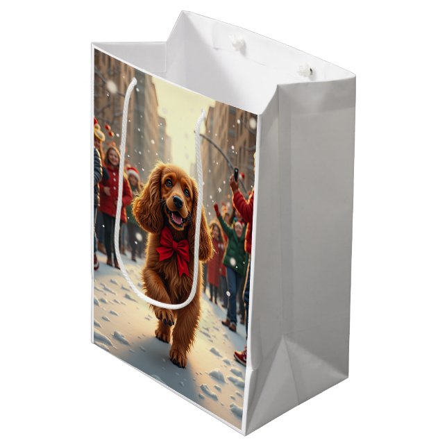 Bolsa De Regalo Mediana Cocker Spaniel Christmas Parade Holiday Painting (Angulo Anverso)