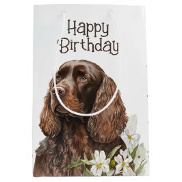 Bolsa De Regalo Mediana Cocker Spaniel de chocolate de cumpleaños