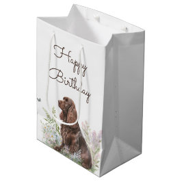 Bolsa De Regalo Mediana Cocker Spaniel de chocolate de cumpleaños