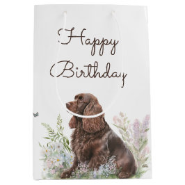 Bolsa De Regalo Mediana Cocker Spaniel de chocolate de cumpleaños