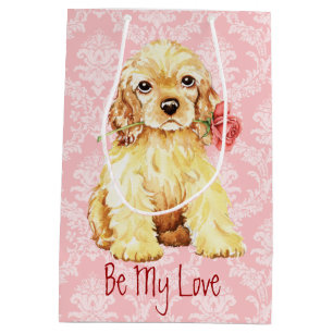 Bolsa De Regalo Mediana Cocker spaniel subió tarjeta del día de San