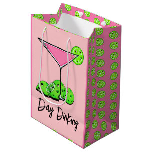 Bolsa De Regalo Mediana Cóctel rosado como de baño de día, extremidades de
