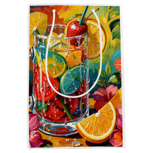 Bolsa De Regalo Mediana Cóctel Tropical de Verano Pintura al Óleo Impasto