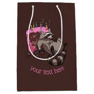 Bolsa De Regalo Mediana Codicioso mapache lleno de Personalizado de pastel