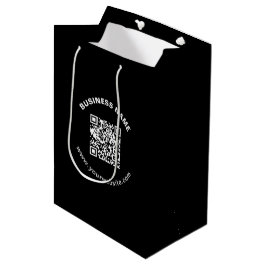 Bolsa De Regalo Mediana Código QR con nombre de empresa en negrita y texto