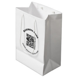 Bolsa De Regalo Mediana Código QR con nombre de empresa texto circular en 