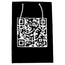 Bolsa De Regalo Mediana Código QR de cumpleaños en negro