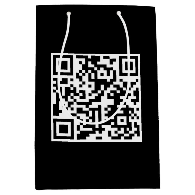 Bolsa De Regalo Mediana Código QR de cumpleaños en negro (Anverso)