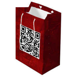 Bolsa De Regalo Mediana Código QR De Cumpleaños Sobre Cuero Rojo