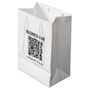Bolsa De Regalo Mediana Código QR personalizable y nombre de la empresa