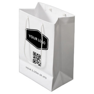 Bolsa De Regalo Mediana Código QR personalizado Y Logotipo De Negocio Prom