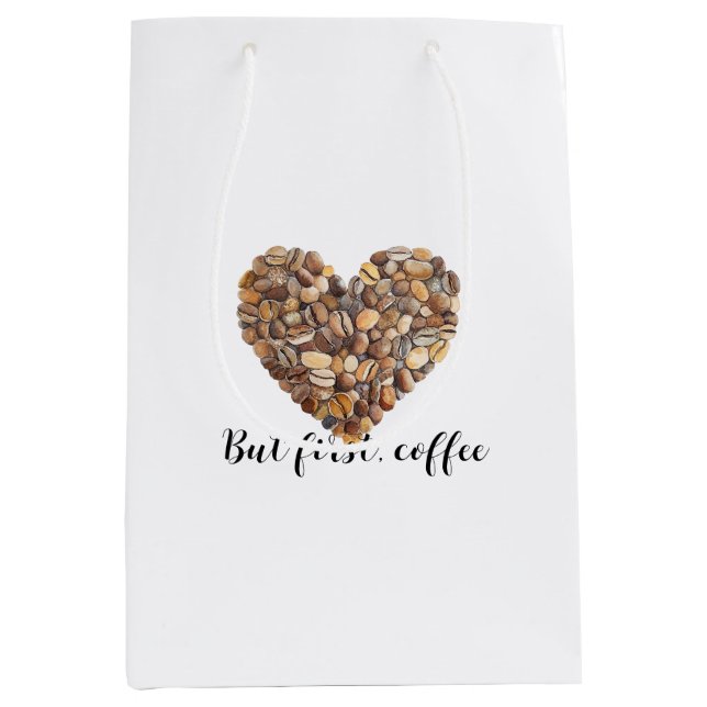 Bolsa De Regalo Mediana Coffee Bean Hearts Coffee First (Anverso)