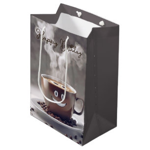 Bolsa De Regalo Mediana Coffee Feliz Cumpleaños Con Sonrisa