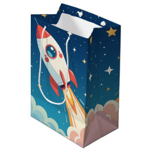 Bolsa De Regalo Mediana Cohete espacial lindo despegando