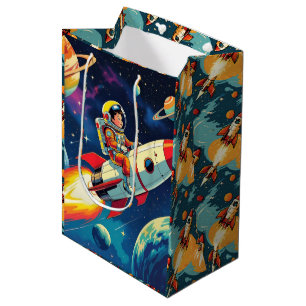 Bolsa De Regalo Mediana Cohetes escuetos en el cumpleaños del astronauta e