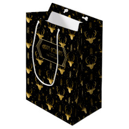 Bolsa De Regalo Mediana Colas de venado Flechas Navidades Patrón V2 Oro D8