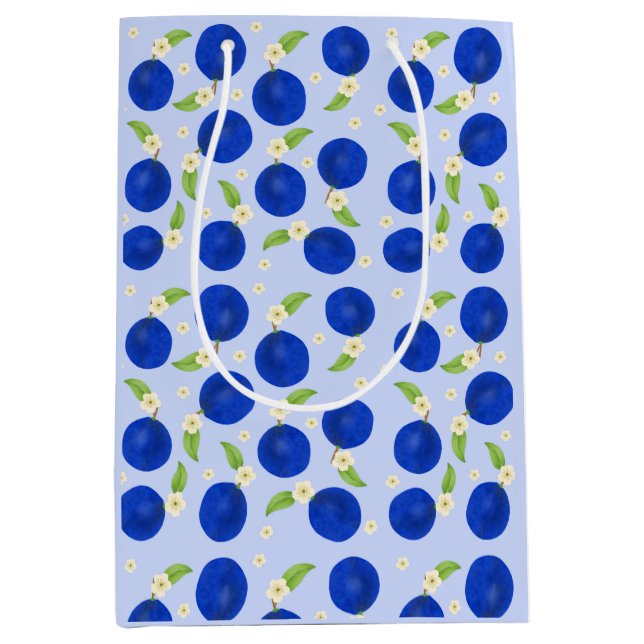 Bolsa De Regalo Mediana Colección de Ciruelas Botánicas Azul (Anverso)