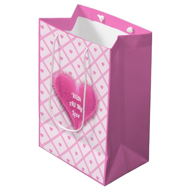Bolsa De Regalo Mediana Colección de platos modernos del corazón rosado (Angulo Anverso)
