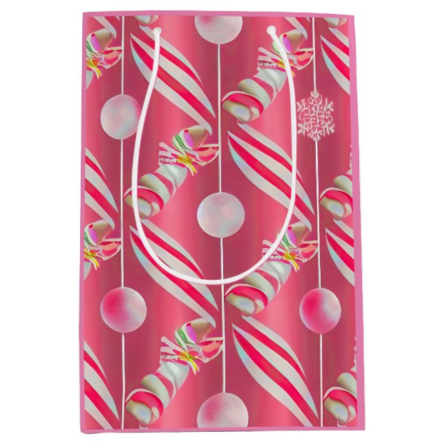 Bolsa De Regalo Mediana Colección divertida de canchas rosadas brillantes (Anverso)