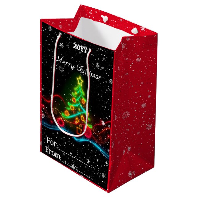 Bolsa De Regalo Mediana Colección Neon Holiday para Navidades modernos (Angulo Anverso)