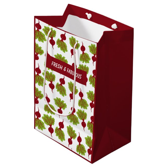 Bolsa De Regalo Mediana Colección Remolacha Fresca Blanco (Angulo Anverso)