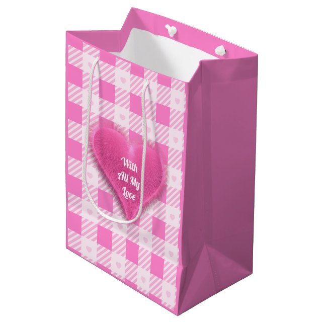 Bolsa De Regalo Mediana Colección rosa moderno con mucho amor (Angulo Anverso)