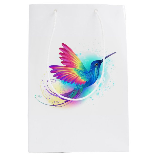 Bolsa De Regalo Mediana Colibrí arcoiris exótica (Anverso)
